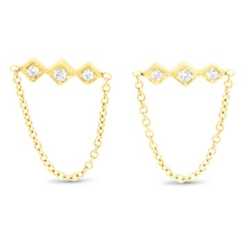Lex Fine Jewelry Lex Triple Diamond Dangle Earrings 14k Yellow Gold .22ct