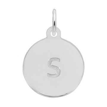Rembrandt White Sterling Silver Petite Initial Disc - Lower Case Block S