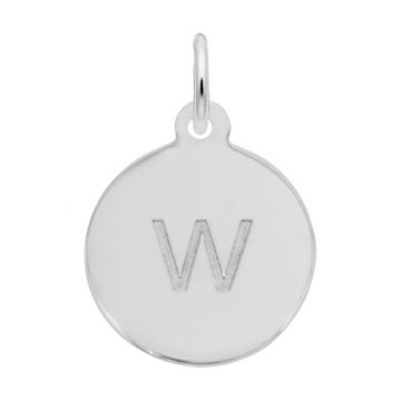 Rembrandt White Sterling Silver Petite Initial Disc - Lower Case Block W