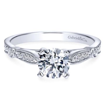 14k White Gold Gabriel & Co. 0.17ct Diamond Engagement Ring