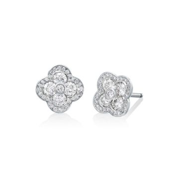 Gumuchian Fleur 18k White Gold Diamond Stud Earrings