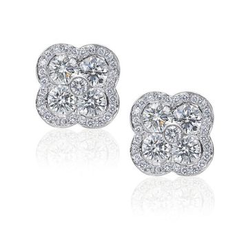 Gumuchian Fleur Platinum Diamond Stud Earrings