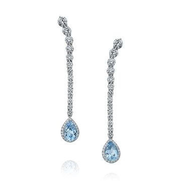 Gumuchian Cascade Riviera Platinum Diamond Aquamarine Pear Drop Earrings
