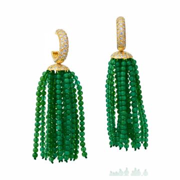 Gumuchian 18k Yellow Gold Green Onyx & Diamond Tassel Earrings