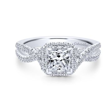 Gabriel & Co. 14k White Gold Entwined Criss Cross Diamond Engagement Ring
