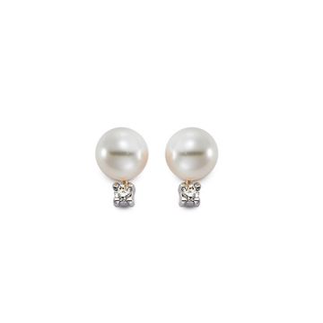 Mastoloni 6mm Freshwater Pearl & Diamond Stud Earrings