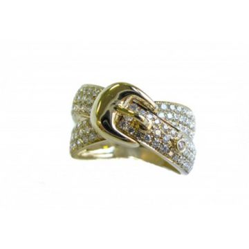 18K Two-Tone White & Yellow Gold Diamond "Belt" Ring