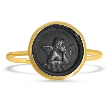 Lex Fine Jewelry Angel Coin Ring 14k Yellow Gold