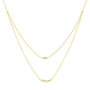 Midas 14k Yellow Gold Adjustable Fancy Double Diamond Layering Necklace