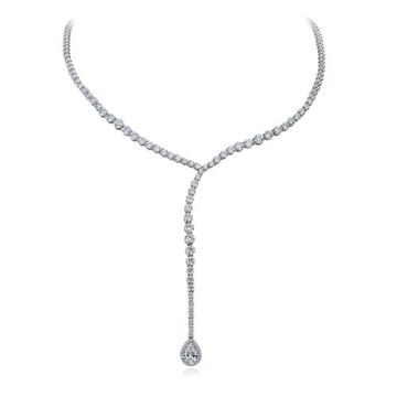Gumuchian Cascade Riviera Platinum Diamond Pear Drop Necklace