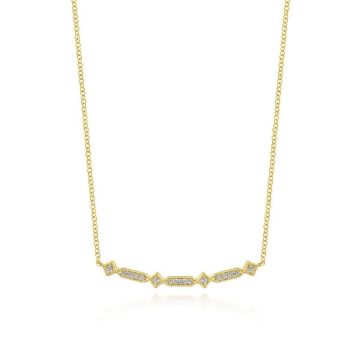 Gabriel & Co. 14k Yellow Gold Art Moderne Diamond Bar Necklace