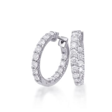 Mazza Fine Jewelry 14k White Gold Diamond Hoop Earrings