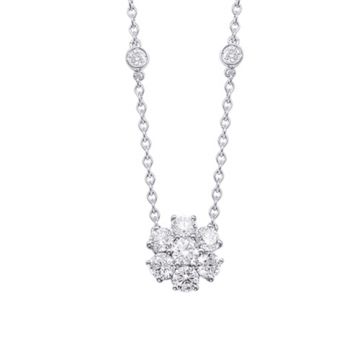 Mazza Fine Jewelry 14k White Gold Diamond Flower Necklace
