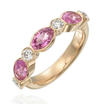 Gumuchian Marbella 18k Rose Gold Diamond Sapphire Stackable Ring