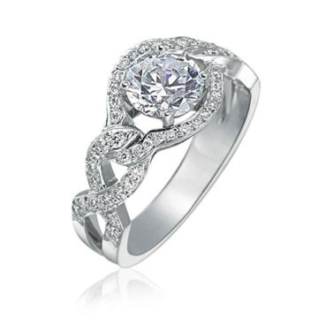 Gumuchian Bridal 18k White Gold Diamond Criss Cross Semi-Mount Engagement Ring