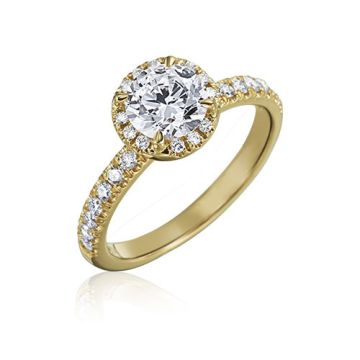 Gumuchian Bridal 18k Yellow Gold Cinderella Diamond Halo Semi-Mount Engagement Ring