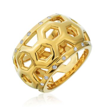 Gumuchian Honeybee "B" 18k Yellow Gold Diamond Ring
