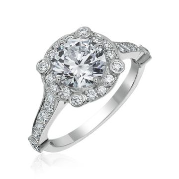 Gumuchian Carousel Platinum Diamond Halo Semi-Mount Engagement Ring
