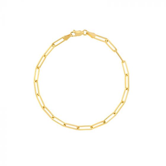 14K Yellow Gold Paper Clip Chain Bracelet