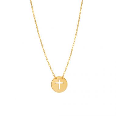 14K Yellow Gold Mini Dog Tag Necklace